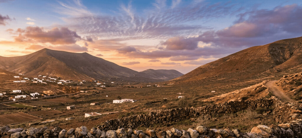 Vista panorámica del valle de Vallebrón en el norte de Fuerteventura