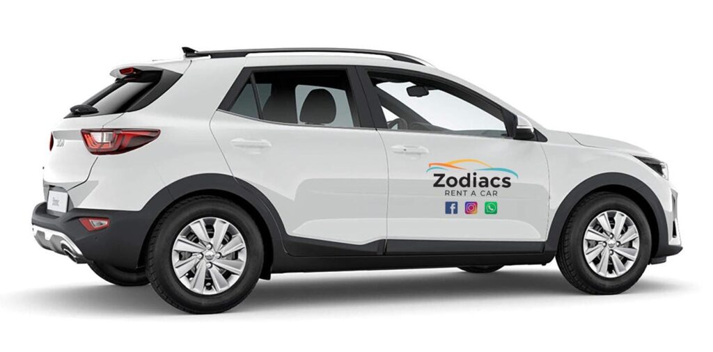 Vista lateral izquierda de un Kia Stonic de Zodiacs Rent a Car en Fuerteventura