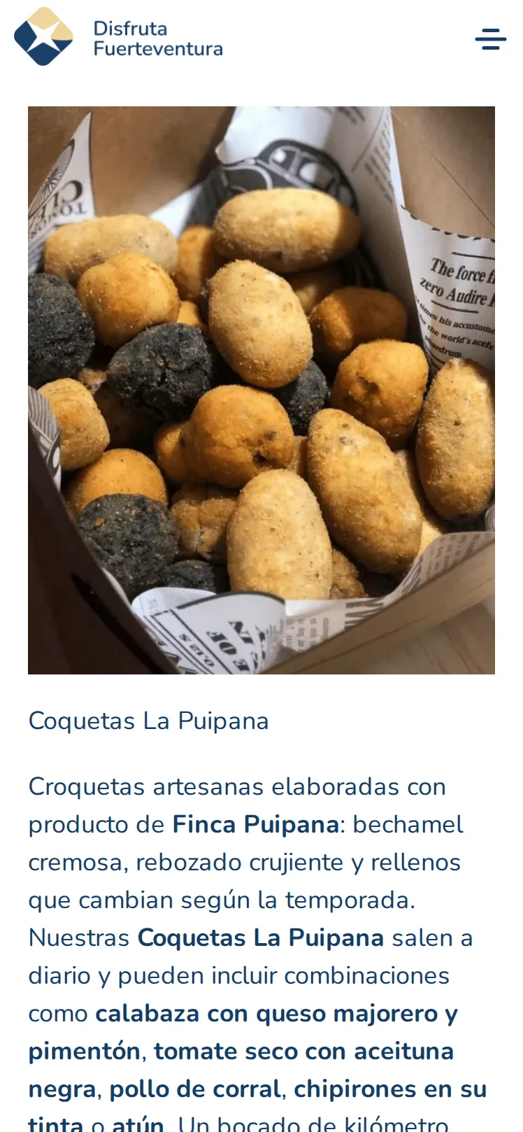 Plato recomendado de La Puipana: sus coquetas, con foto y descripción