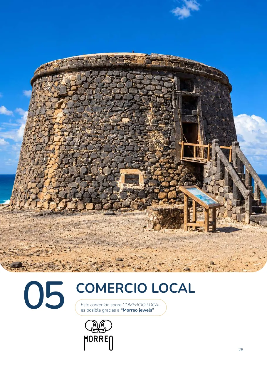 Apertura de la sección Comercio local con la línea del patrocinador, Morreo Jewels, y su logo