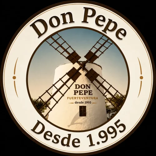 Logo con molino blanco de Restaurante Don Pepe desde 1995 en Fuerteventura